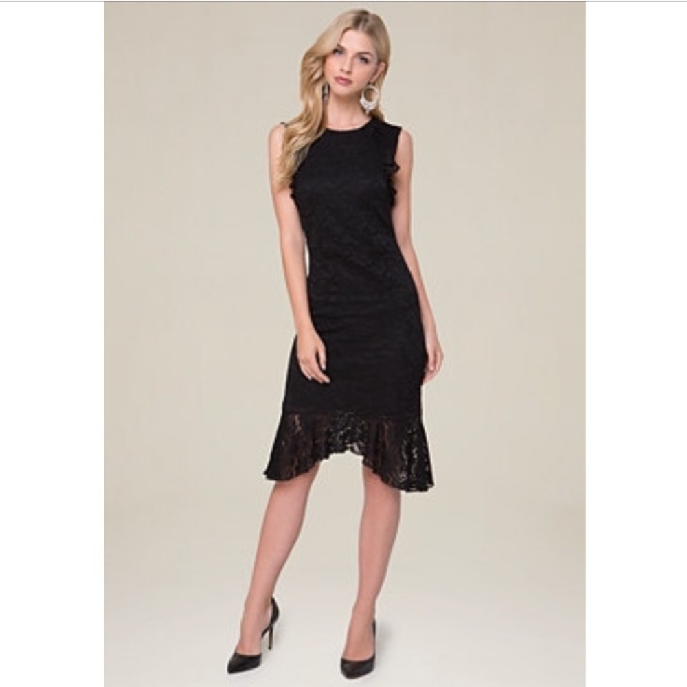 Bebe Lace & Ruffles Hi-low Dress